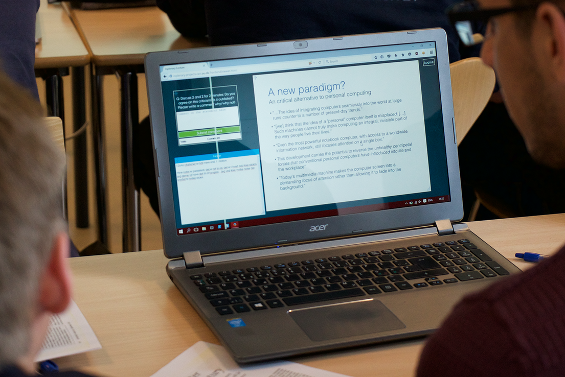 Screen with discussion slide